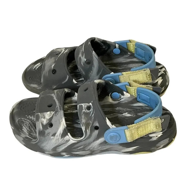 Crocs All Terrain Adjustable Hook & Loop Strap Marble Gray Toddler Sz 13 Sandals - Picture 4 of 8